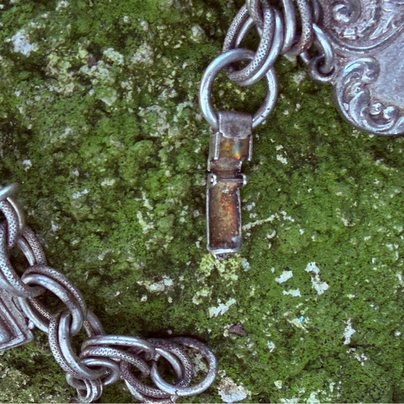 Coro 1950s Silver Chain CHARM Bracelet 7.5” Vintage patina - Picture 2 of 7